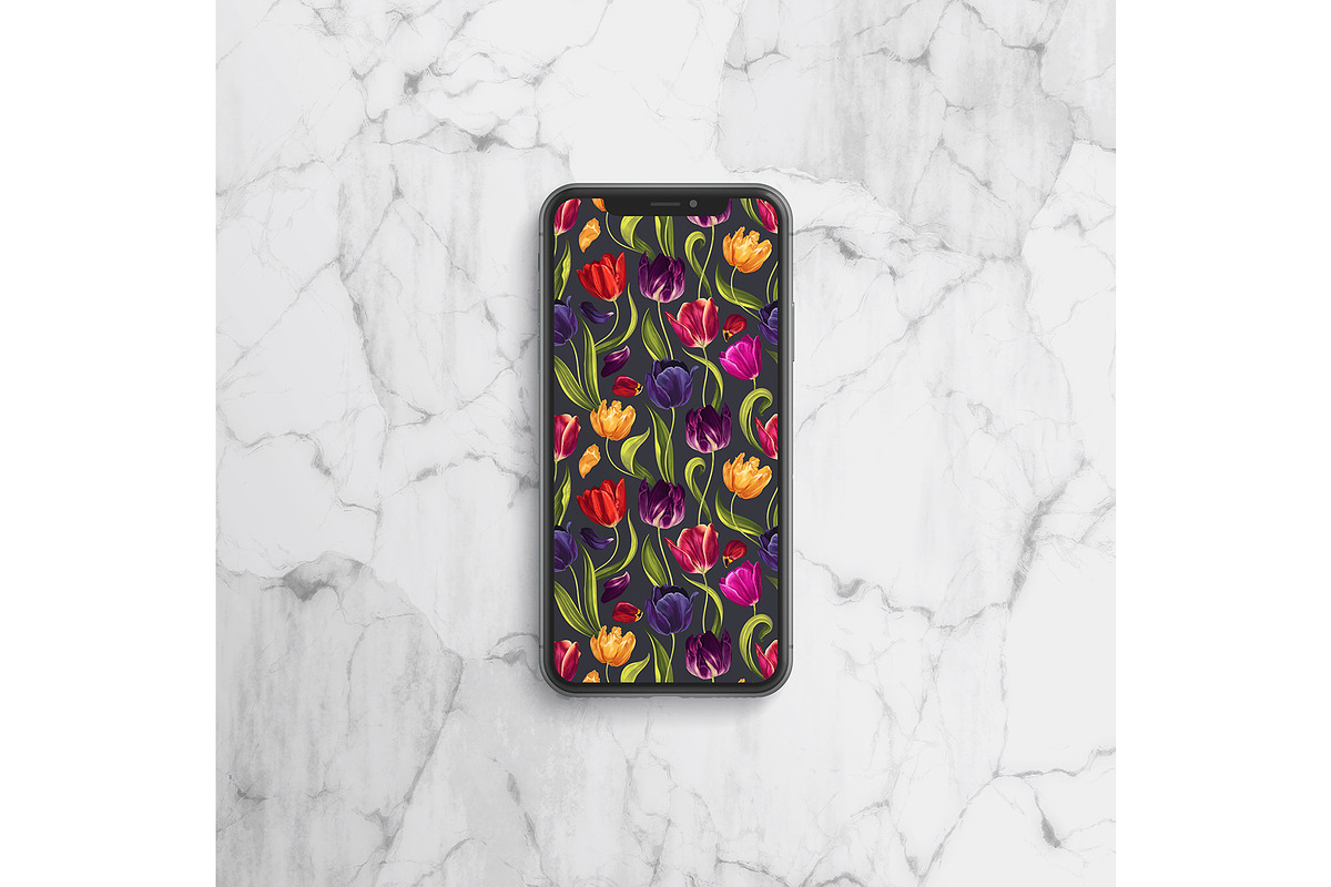 Multicolored Tulips Vector Pattern, a Pattern Graphic by MarynaPetrovska (Photo 12 of 13)
