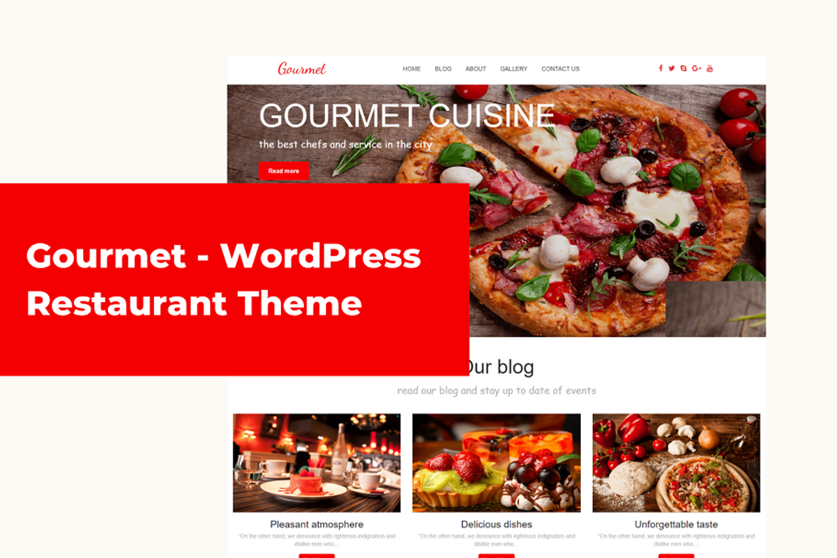 Gourmet, WordPress Cafe & Restaurant, a WordPress Template by Ordasoft (Photo 1 of 3)