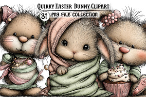 Quirky Easter Bunny Clipart, an Illustration by Dream Creation