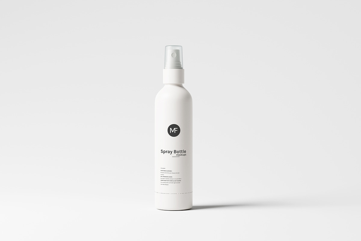 White Plastic Spray Bottle Mockups, a Packaging Mockup by MockupFree.Net (Photo 1 of 7)