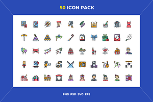Party and celebration icons, an Outline Icon by Wencory