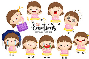 Emotional Girl Clipart - Cute Kids