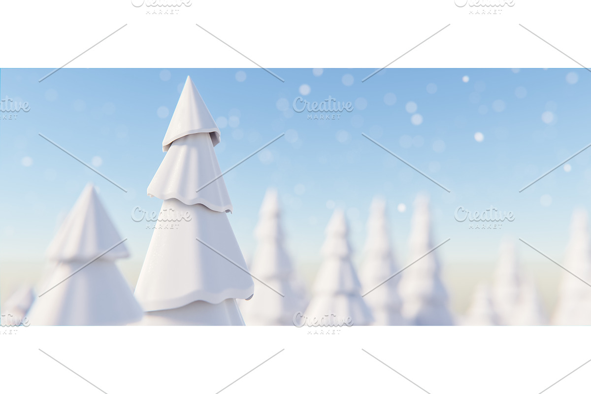 White fir trees growing under blue, an Environmental 3D Model by Daniel Megias
