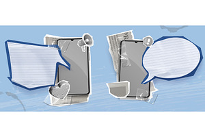 Phone mockups with paper speech, a Technology Illustration by art PVP - market