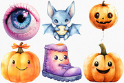 Watercolor Kawaii Halloween Clipart, an Illustration by Canvas Craft (Thumbnail 3 of 8)
