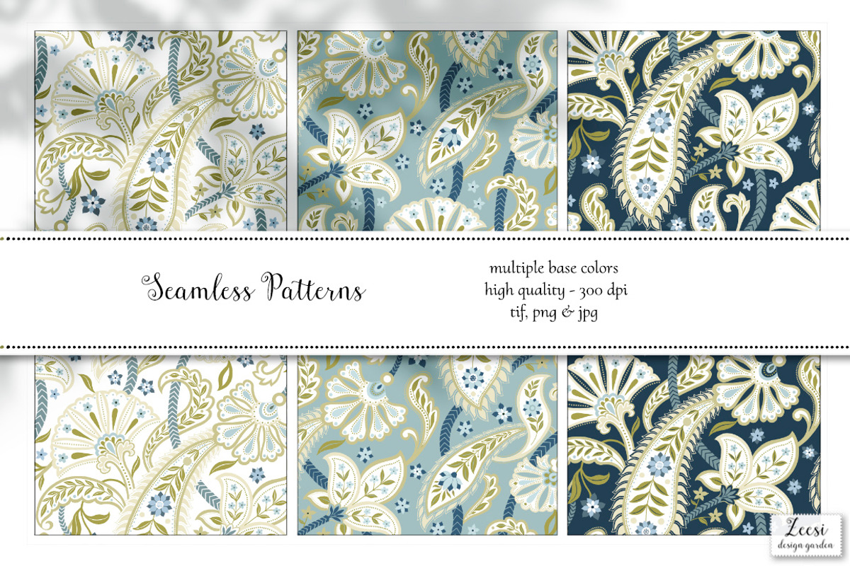 Powder Blue Paisley, a Pattern Graphic by Zeesi Design Garden (Photo 3 of 8)