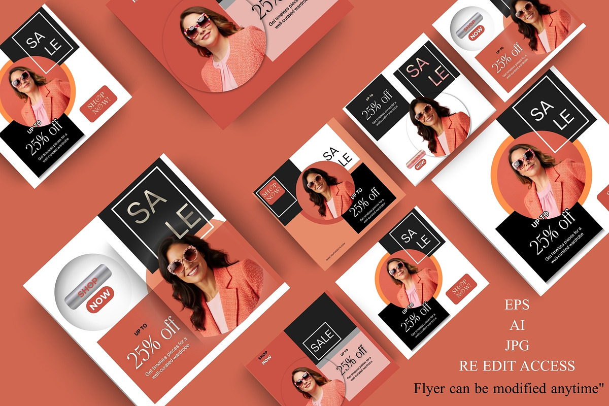 Coral Fashion Sale Flyer Pack, a Branding & Logo Template by Crox Studio | Digital (Photo 3 of 4)