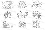 Doodle cartoon kids playing set, an Illustration by Bubert Art (Thumbnail 5 of 5)