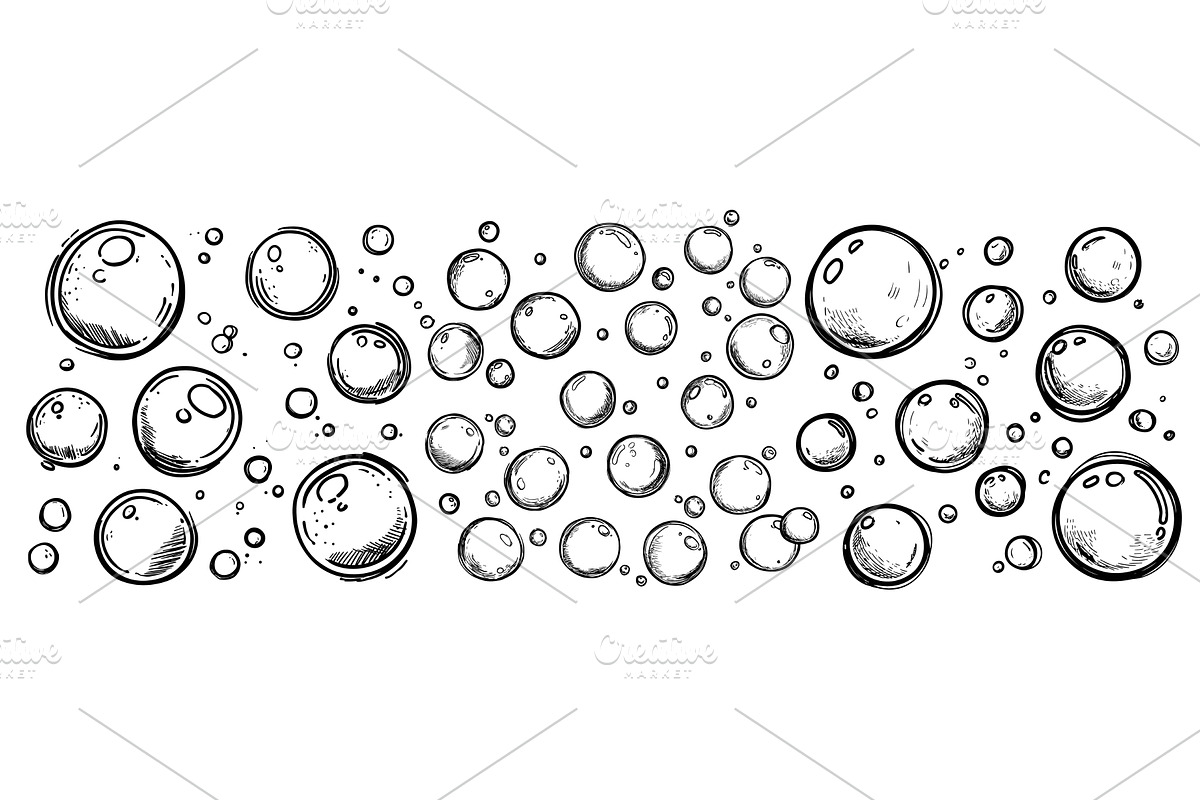 Water bubbles engraving. Bubble, an Illustration by Stock-Smart-Start