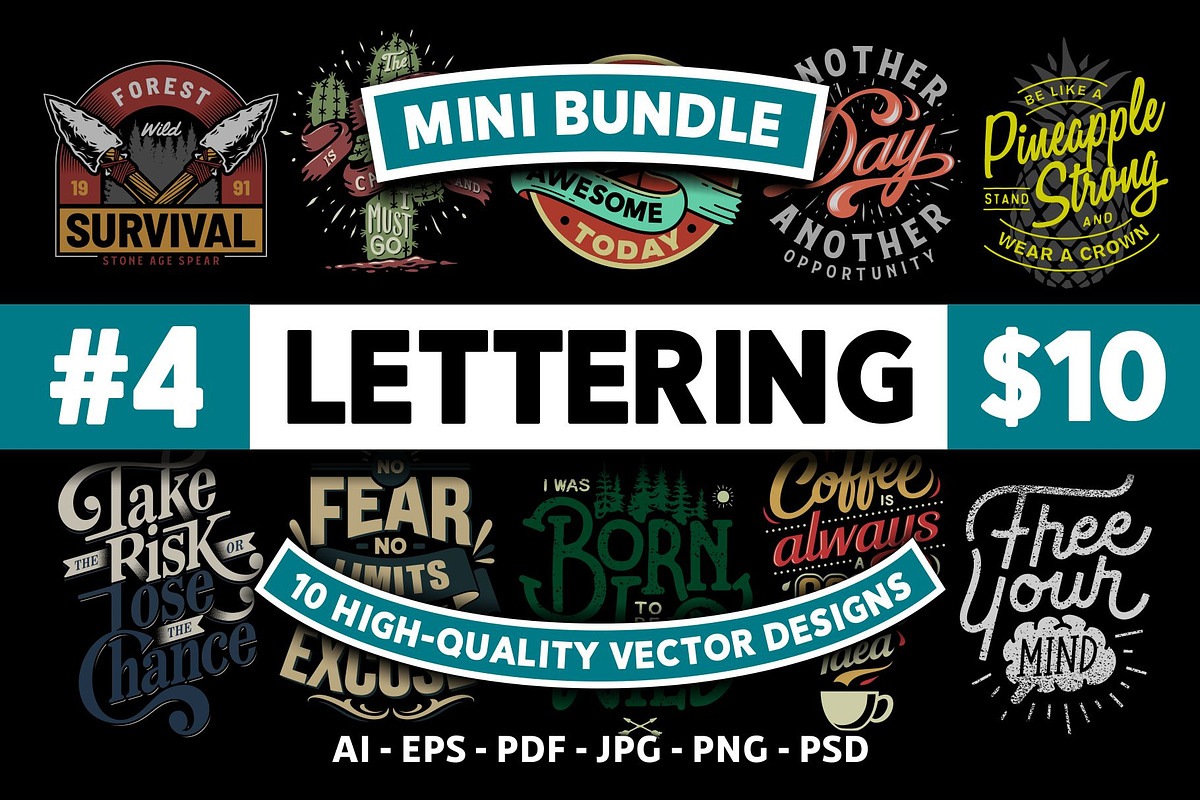 10 Vector Lettering Mini Bundle #4, an Illustration by Doniel Worx