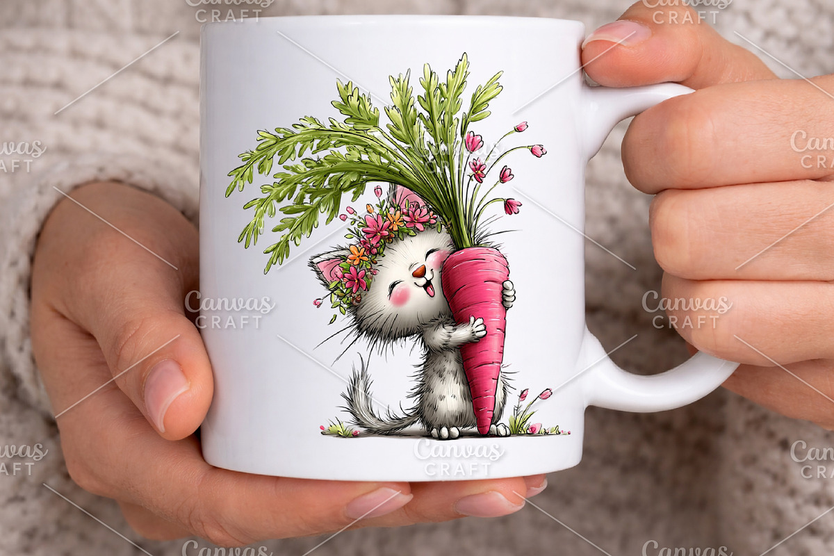 Whimsical Spring Cat Clipart Bundle, an Illustration by Canvas Craft (Photo 7 of 7)