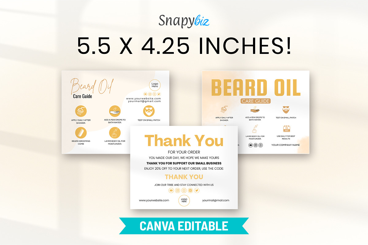 Beard Oil Instruction Card Template, a Card Template by Snapybiz (Photo 4 of 9)