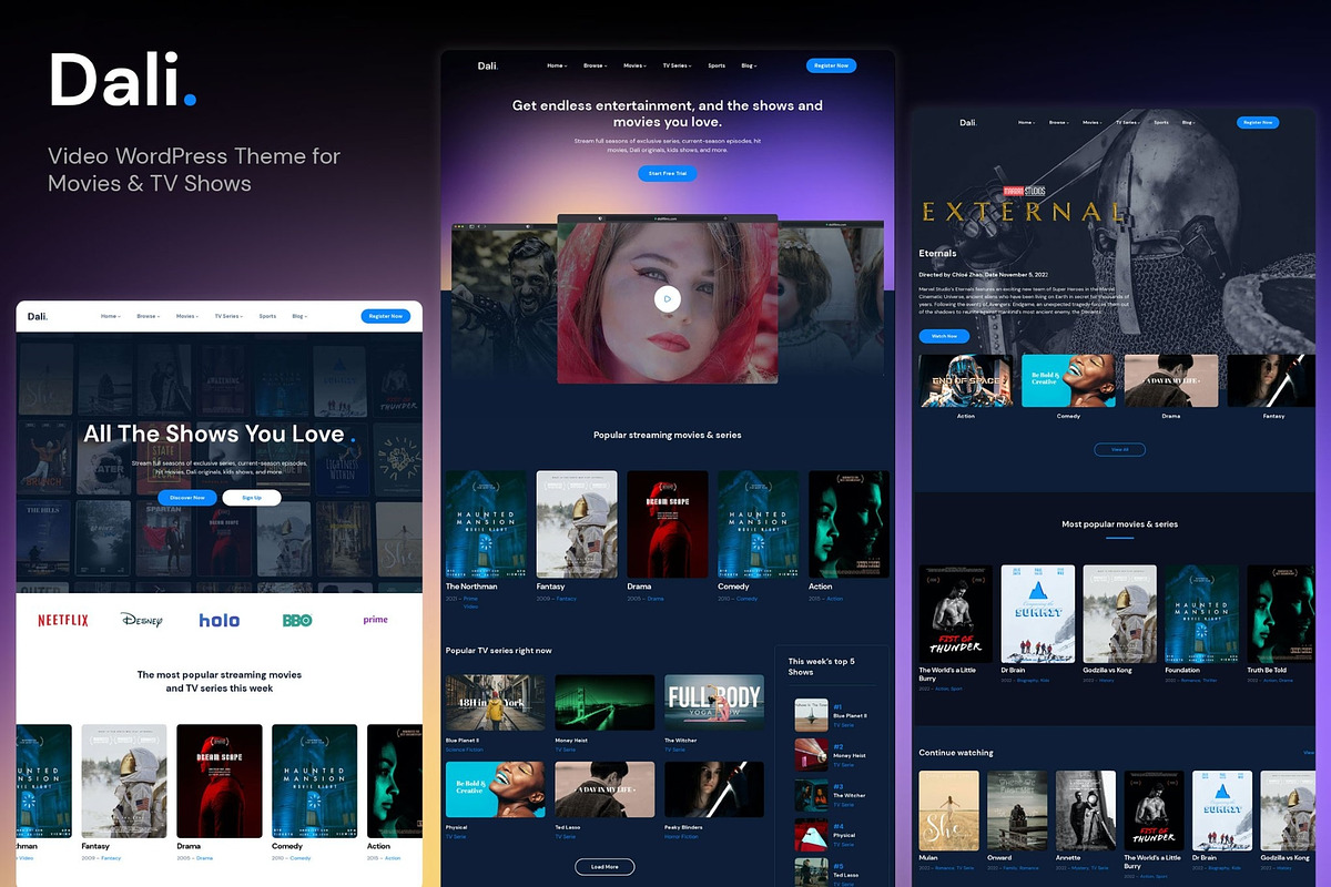 Dali - Movies & TV Shows WordPress, a WordPress Template by Hubzway