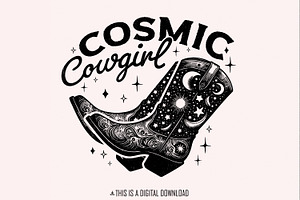 Retro Cosmic Cowgirl PNG, Western, an Illustration by SharpMarketplace