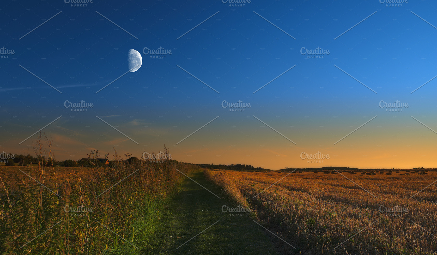 Moon shine in late autumn - contryside, a Photo by Peopleimages.com