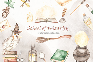 School Of Wizardry Watercolor