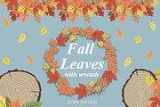 Fall Leaves Clipart, a Seasonal Illustration by DysenkaArt (Thumbnail 1 of 3)