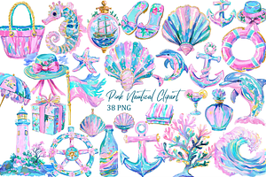Pink Nautical Clipart, an Illustration by Libby Wishes