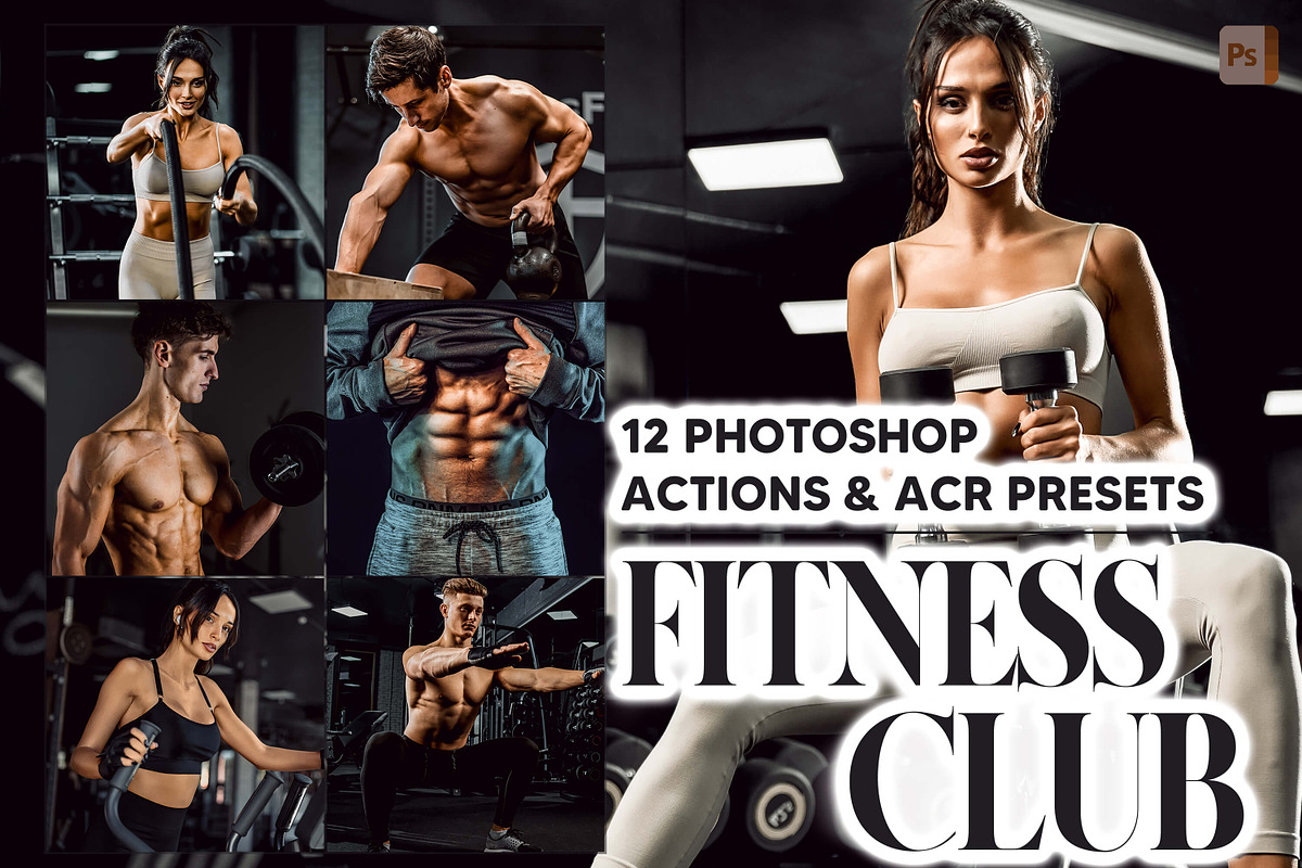 12 Fitness Club Photoshop Actions, an Action Add-On by Hue Palettte Studio (Photo 1 of 10)