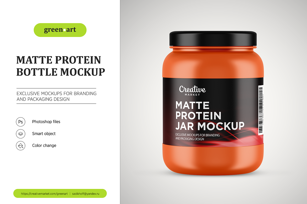 Plastic Protein Jar Mockup, a Product Mockup by Green Art (Photo 3 of 8)