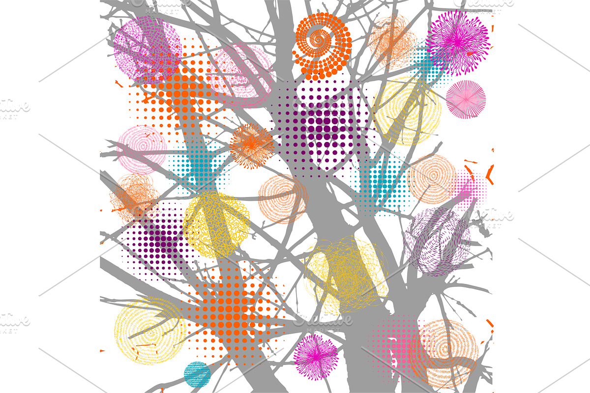 Abstraction of a tree branch with, an Illustration by Nenahliadava Design