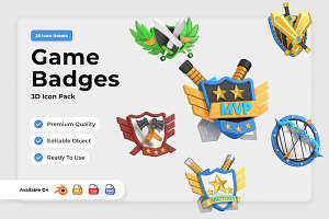 Game Badges 3D Icon Pack