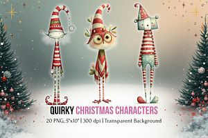 Quirky Christmas Clipart Characters, a Seasonal Illustration by Print Haven Mochi Vintage