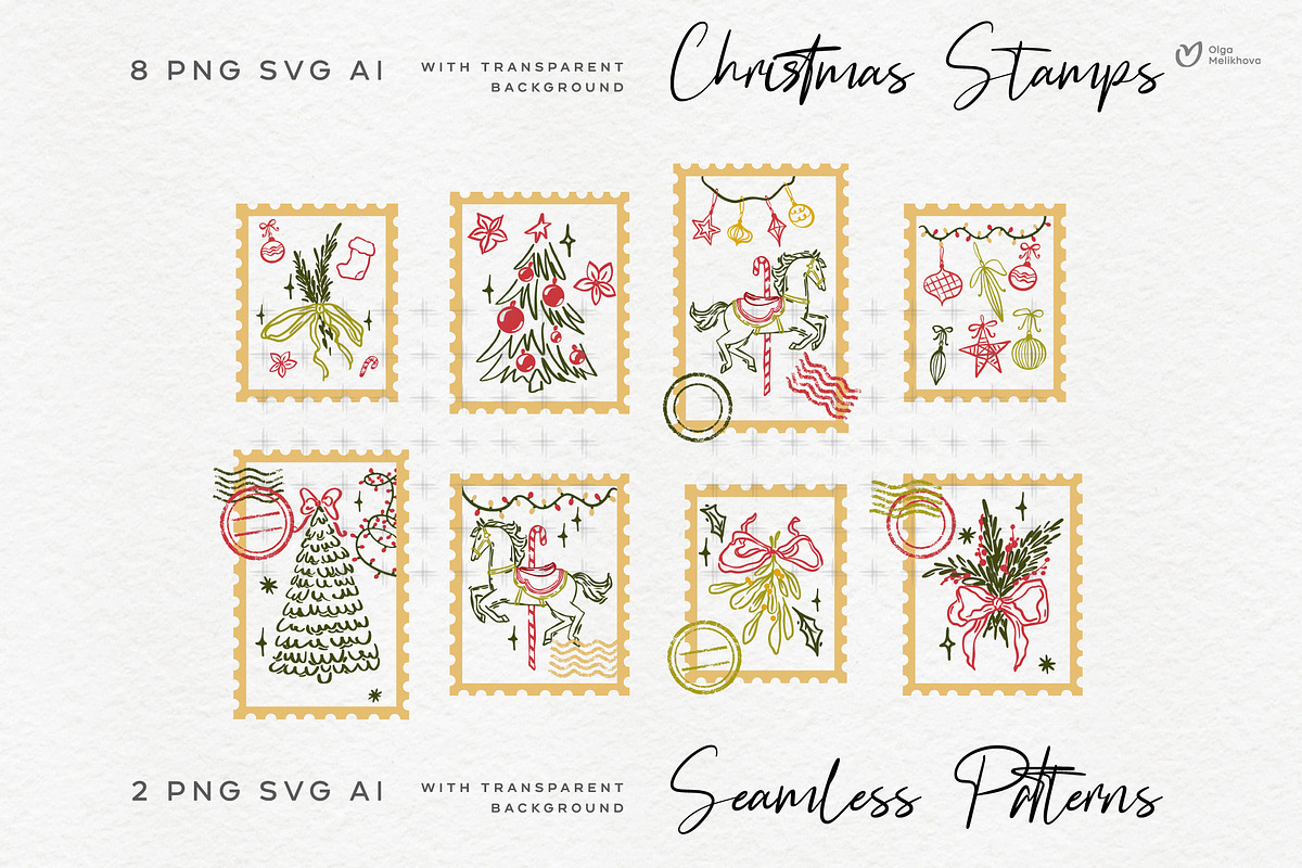 Whimsical Vintage Christmas Clipart, an Illustration by ollalya (Photo 4 of 9)