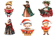 Christmas Carolers Watercolor, a Seasonal Illustration by CitraGraphics (Thumbnail 4 of 6)
