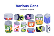 Food, drinks in metal tin cans set, a Food Illustration by Good Studio (Thumbnail 1 of 7)