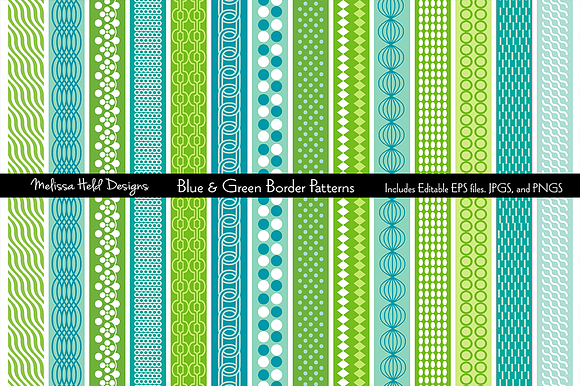Blue & Green Mod Border Patterns preview 2
