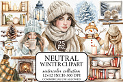 Watercolor Neutral Winter Clipart, an Illustration by Libby Wishes (Thumbnail 1 of 8)