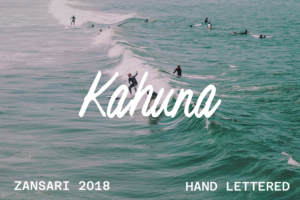 Kahuna brush script font, a Script Font by zansari foundry (Photo 1 of 6)