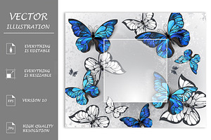 Square Banner With Blue Butterflies