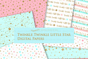 Pink Light Blue Gold Stars, a Texture Illustration by Mia's Graphic Design (Thumbnail 7 of 9)