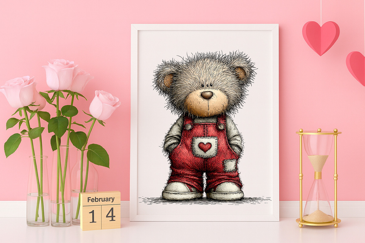 Whimsical Valentines Teddy Clipart, an Illustration by Canvas Craft (Photo 5 of 6)