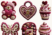 Valentine Faux Yarn Crochet Clipart, a Seasonal Illustration by BusyDaydesign (Thumbnail 3 of 9)