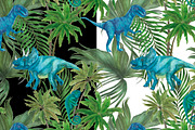 Dinosaurs and flowers, a Pattern Graphic by ramika (Thumbnail 2 of 6)