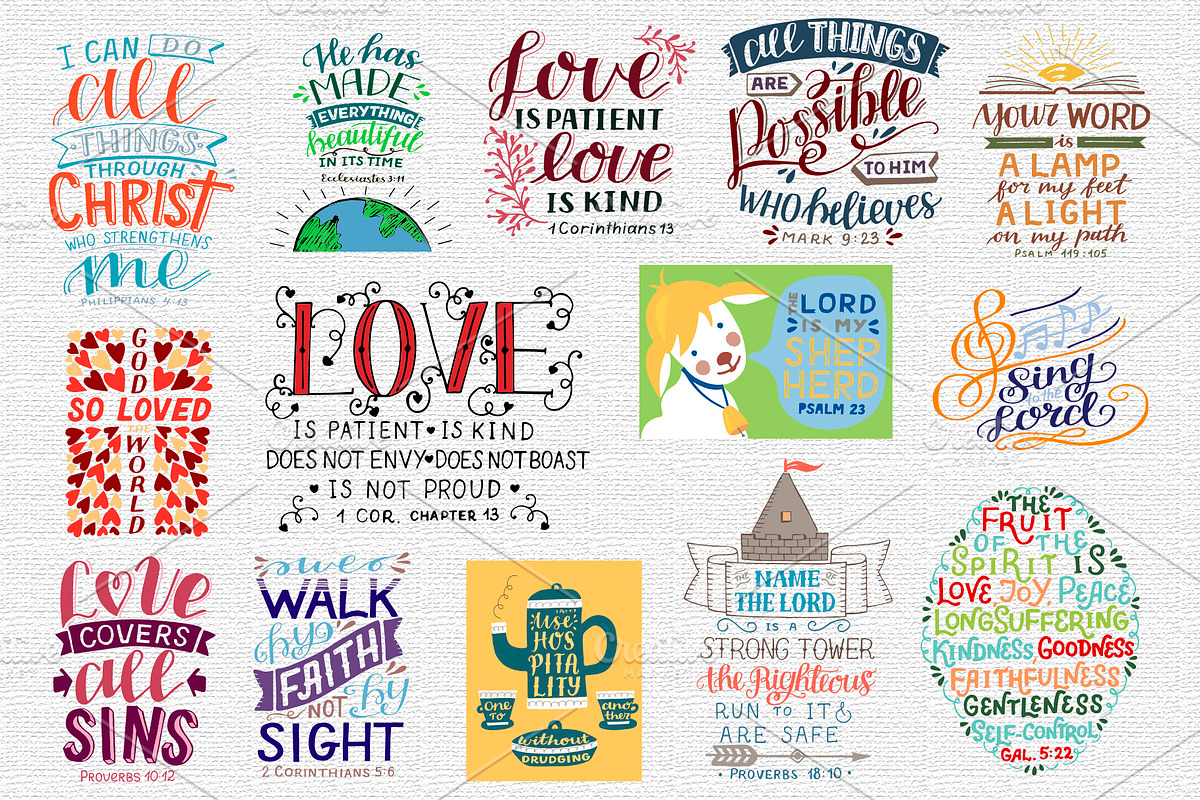 BUNDLE 64 BIBLE VERSES, an Illustration by Ola-la-la (Photo 4 of 12)