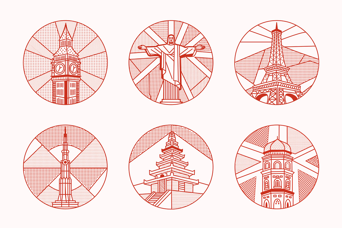 World Landmark Illustration Set, a Decorative Illustration by Brickclay (Photo 7 of 12)