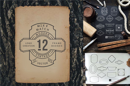 Vintage Modern of Frame and Badges 