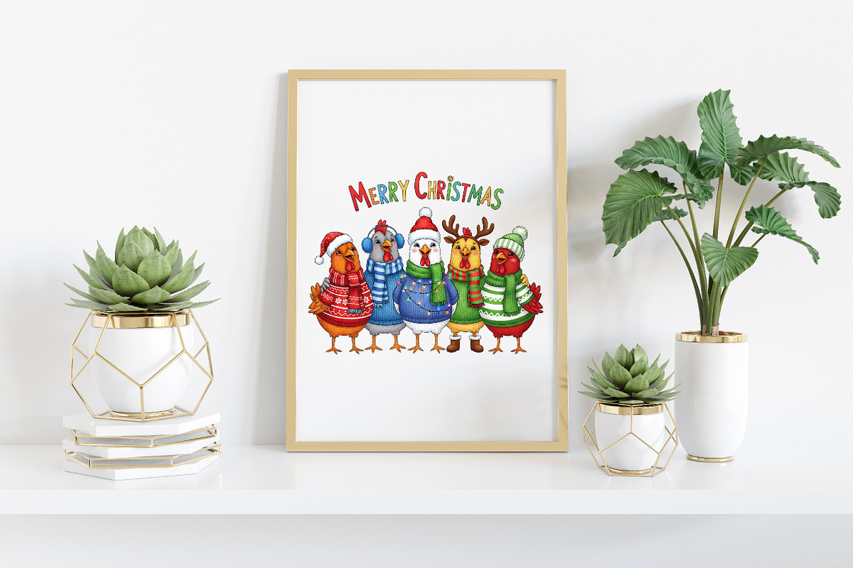 Merry Christmas Chickens PNG, an Icon by Craft Nest (Photo 3 of 6)