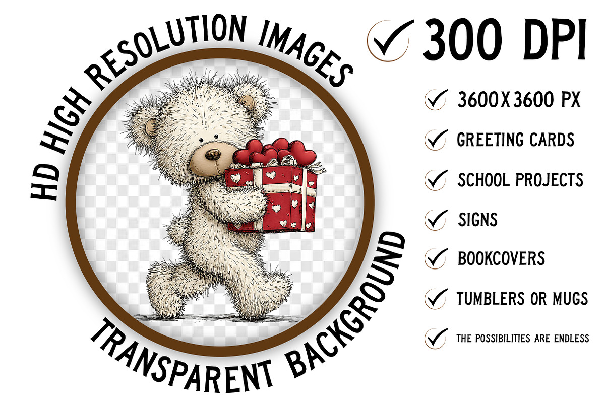 Valentines Teddy Bear Clipart, an Illustration by Craft Nest (Photo 2 of 11)