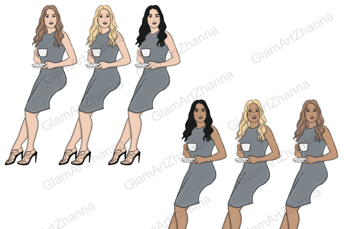 Planner Girl Clipart Girls, a Work Illustration by GlamArtZhanna (Photo 4 of 4)