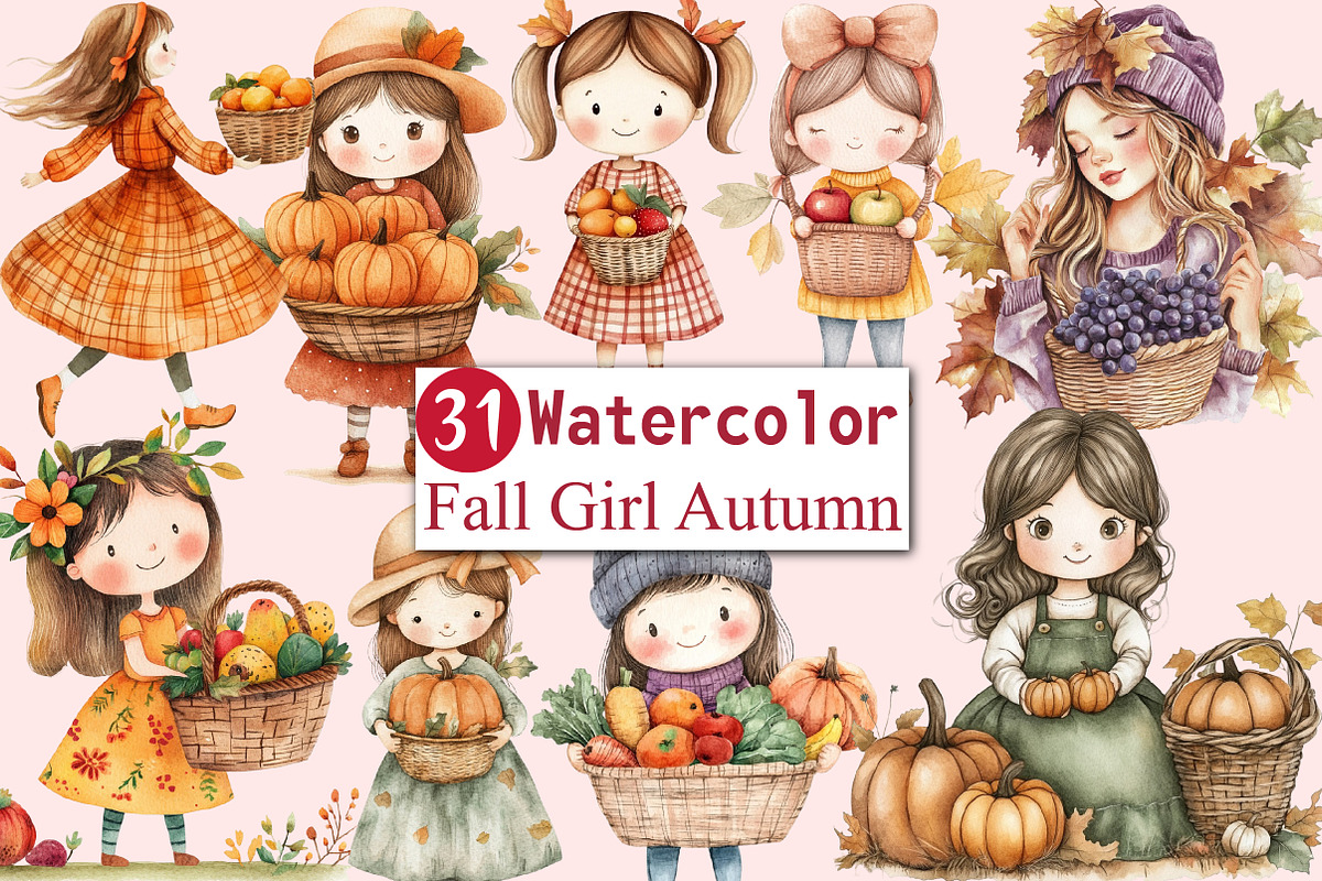 Fall Girl Autumn Woman Clip Art, an Illustration by CitraGraphics (Photo 1 of 6)