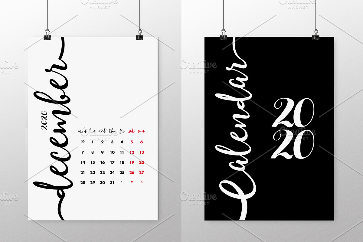Calendar 2020 Design Vector Set., a Poster Template by Bordo (Photo 7 of 7)