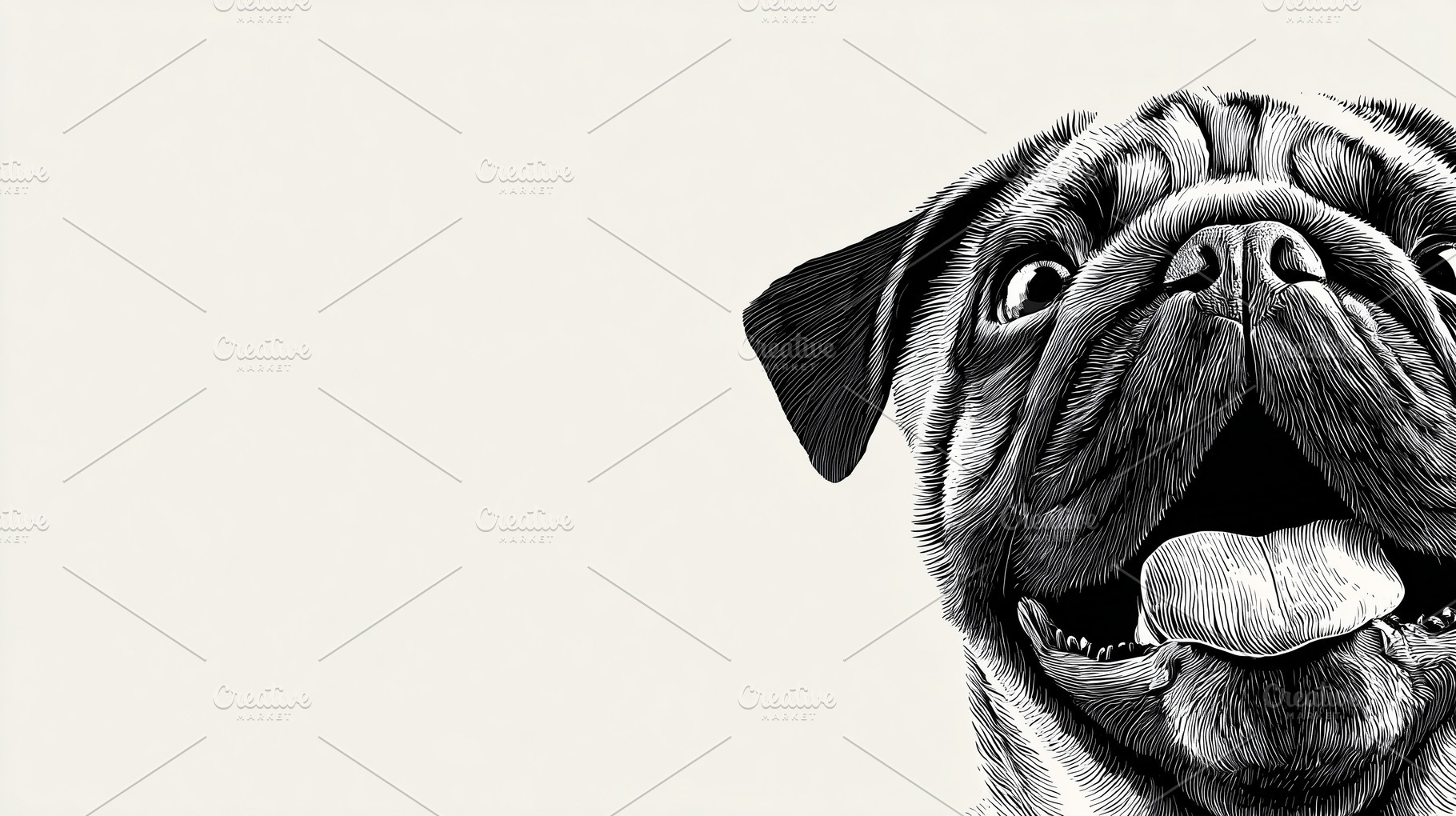 Happy pug dog with tongue out, an Animal Photo by MistyDay