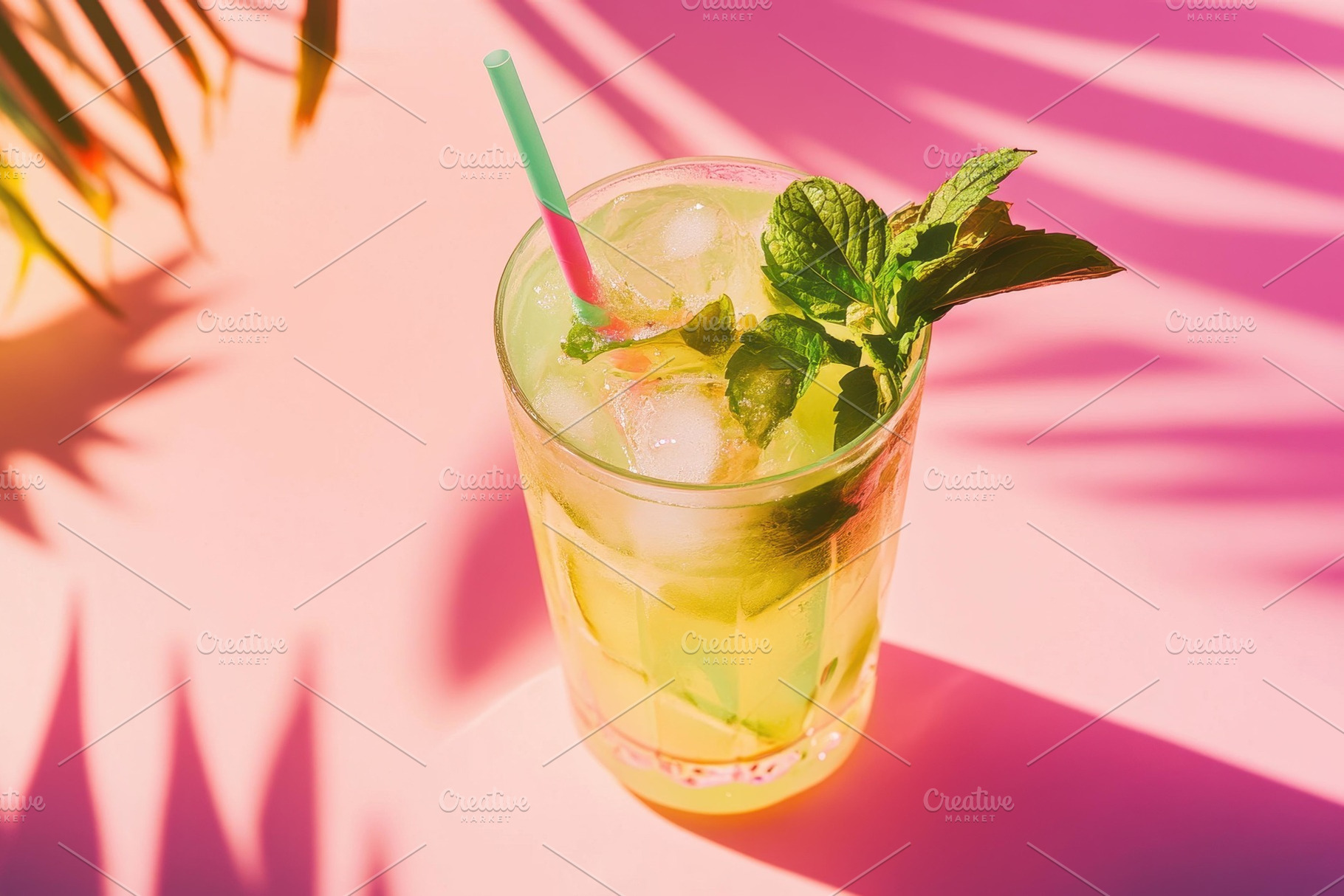 Refreshing summer drink with mint an, a Photo by Tanuart