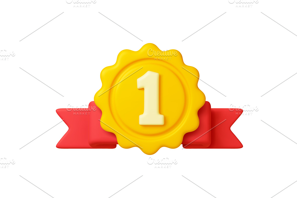 Golden insignia 3d icon. Isolated, an Illustration by Valerie Bodnar