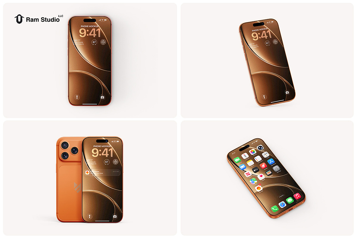 Modern iPhone 17 Pro Screen Mockup, an iPhone Mockup by RamStudio2 (Photo 11 of 15)
